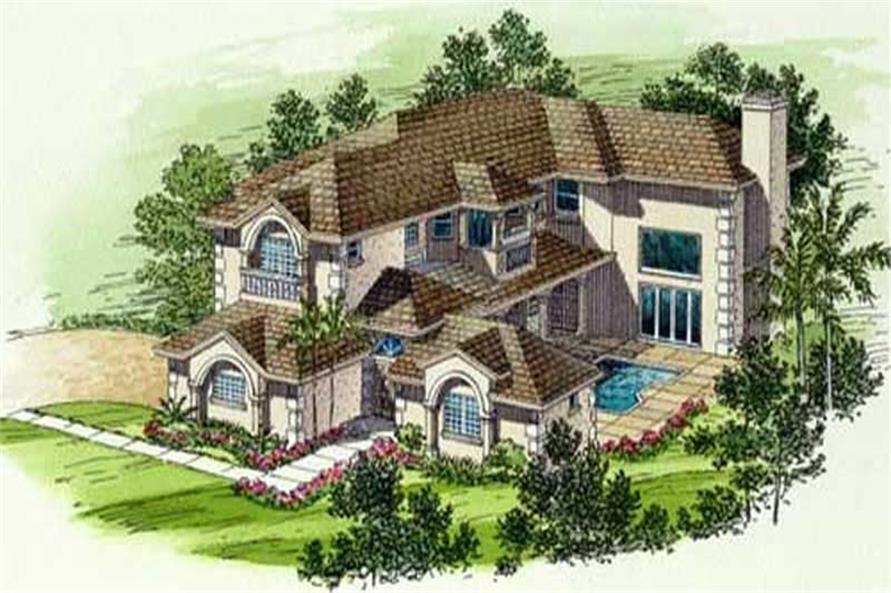 This image shows the mediterranean style of the home plan.