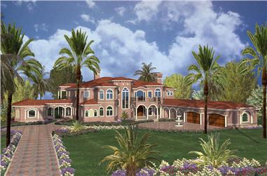 7-Bedroom, 15601 Sq Ft Florida Style House Plan - 107-1179 - Front Exterior