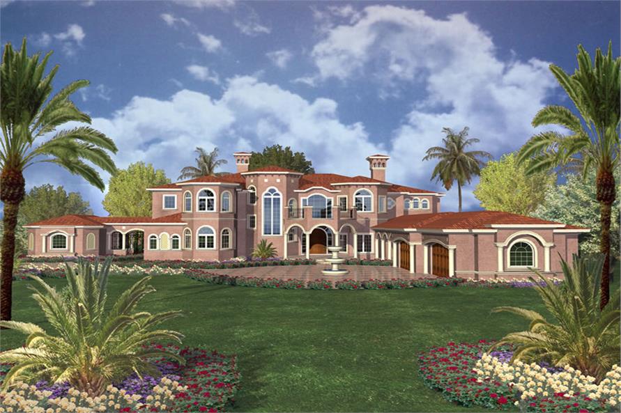 Home Plan Front Elevation of this 7-Bedroom,15601 Sq Ft Plan -107-1179