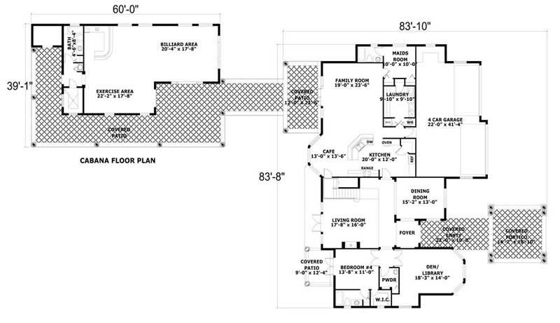 Floor Plan First Story of Mediterranean Plan #107-1186