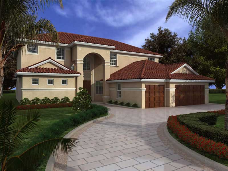 Front View of this 4-Bedroom, 4370 Sq Ft Plan - 107-1195