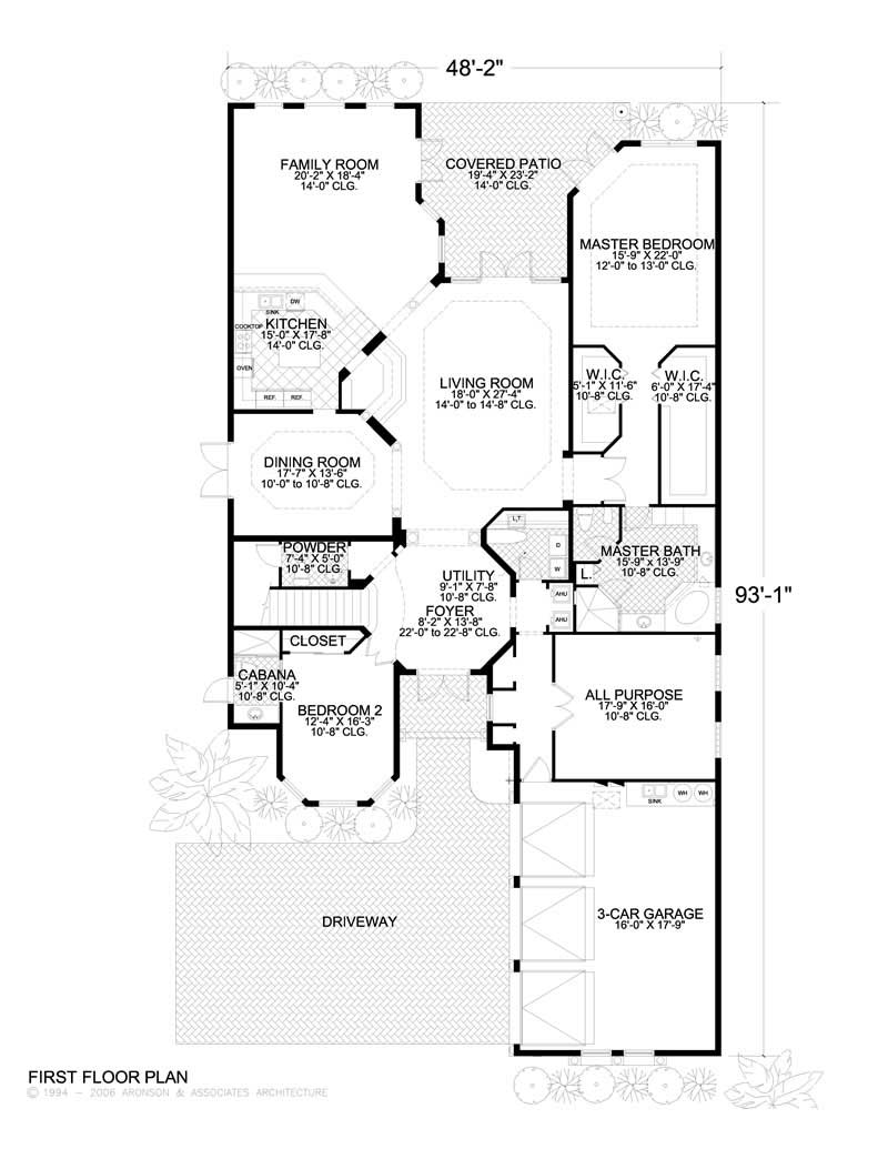 Floor Plan First Story of Mediterranean Plan #107-1195