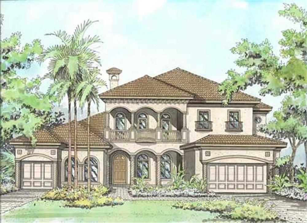 Front elevation of Mediterranean home (ThePlanCollection: House Plan #107-1210)