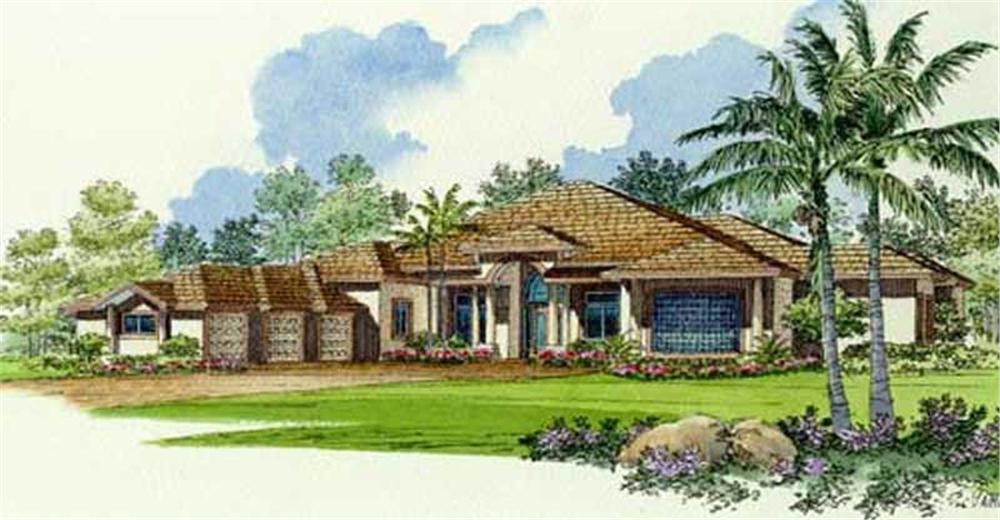 Front elevation of Mediterranean home (ThePlanCollection: House Plan #107-1212)