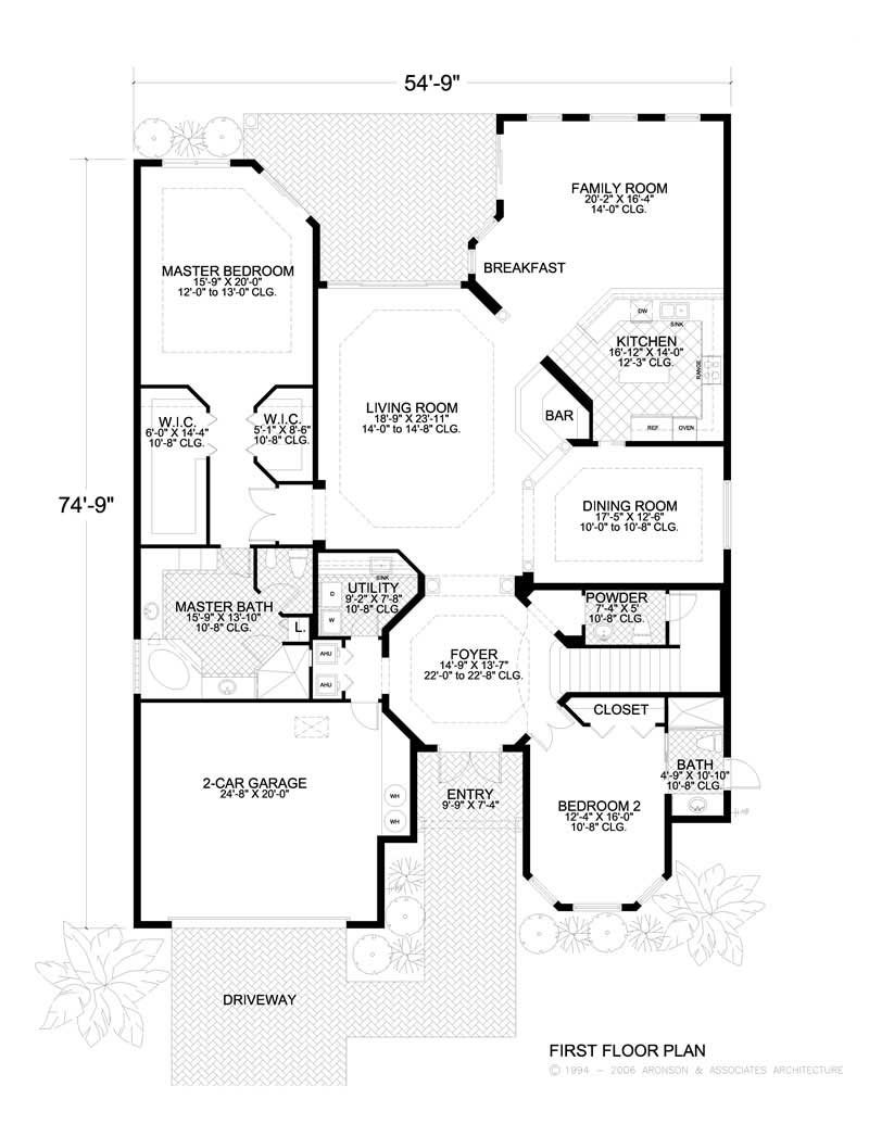 Floor Plan First Story of Mediterranean Plan #107-1226