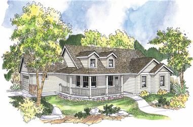3-Bedroom, 1506 Sq Ft Country Home Plan - 108-1002 - Main Exterior