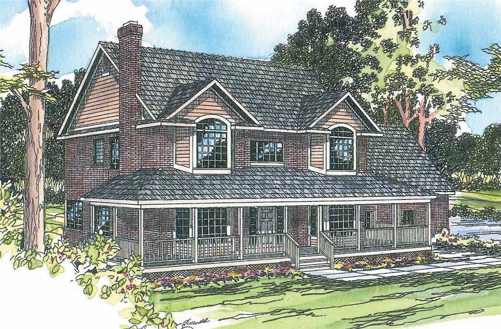 This image shows the Country style for this set of house plans.