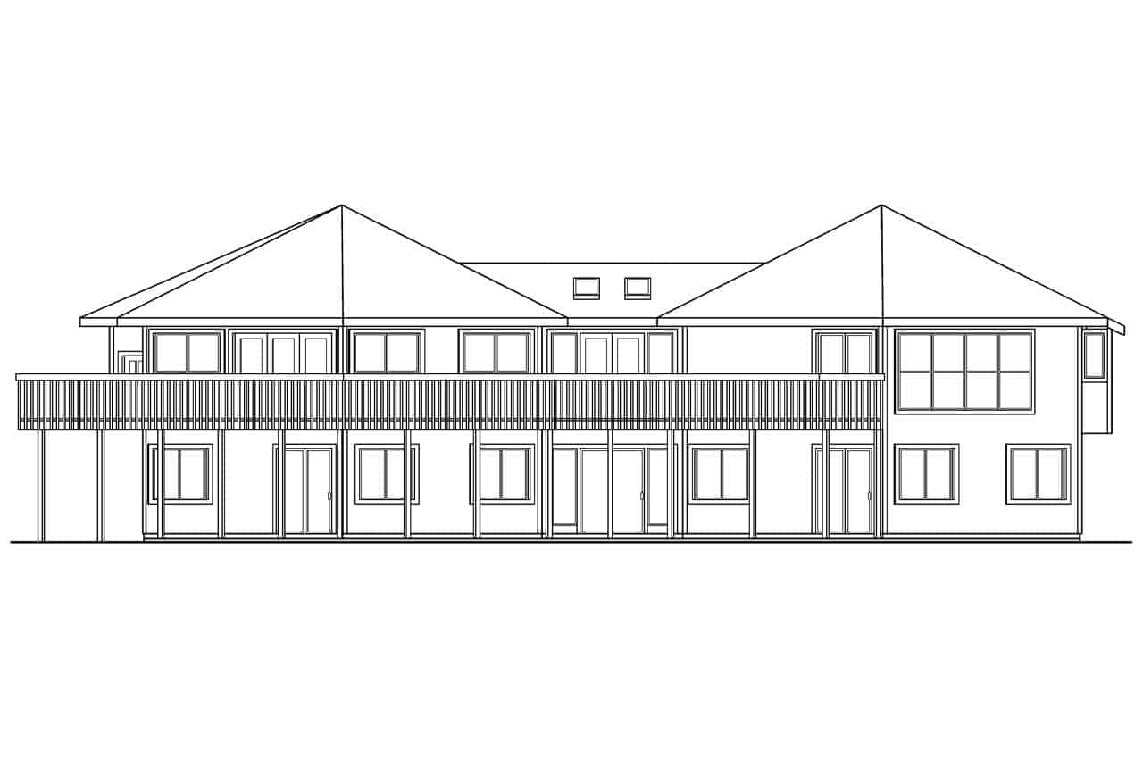 Home Plan Rear Elevation of this 3-Bedroom,3881 Sq Ft Plan -108-1015