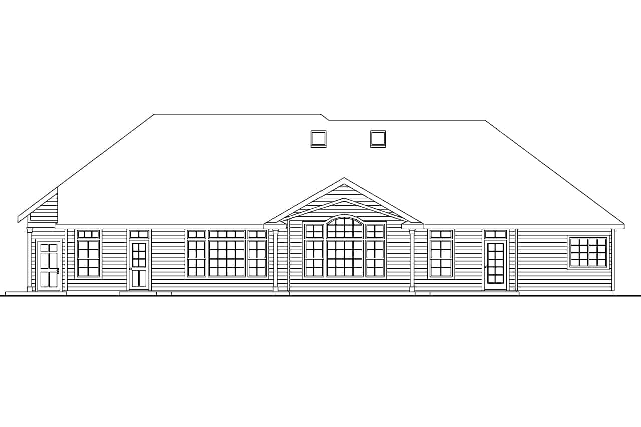 Home Plan Rear Elevation of this 4-Bedroom,3369 Sq Ft Plan -108-1016