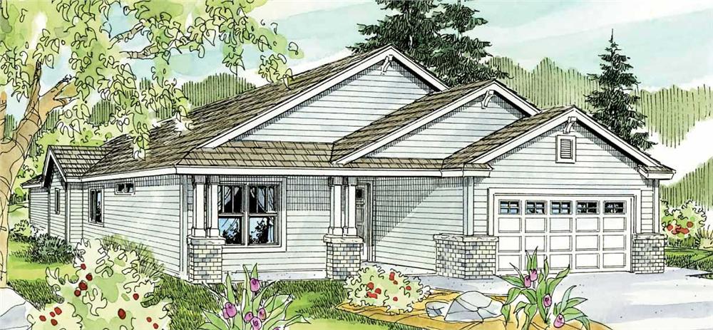 This shows the front elevation of these Bungalow Home Plans.