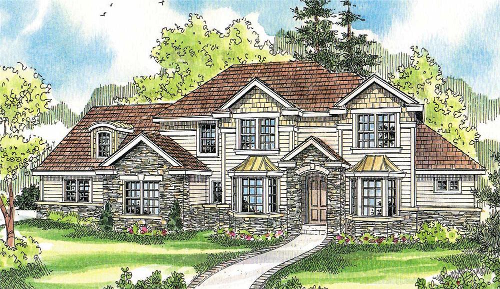 This image shows the European Style for this set of house plans.