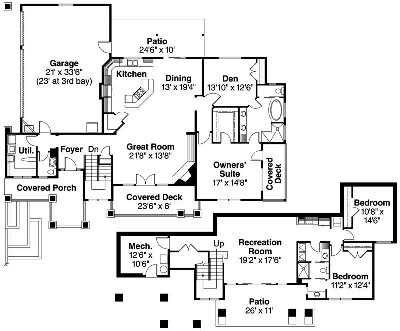 Floor Plan First Story of Contemporary Plan #108-1021