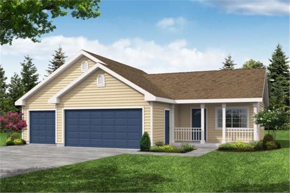 Front elevation of Garage w/Apartments home (ThePlanCollection: House Plan #108-1027)