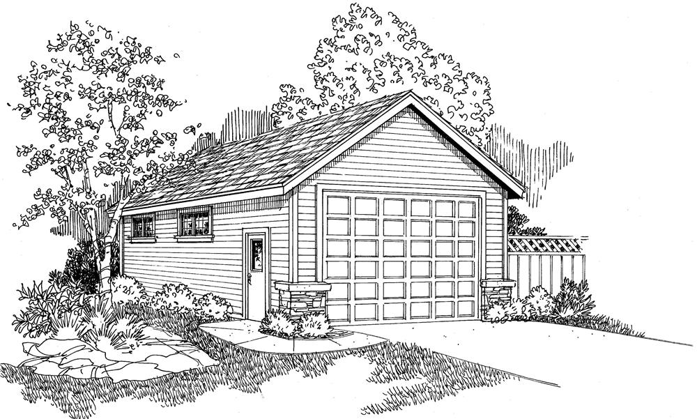 This is a black and white rendering of these garage plans.