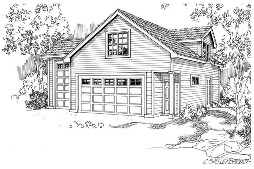 Front elevation of Garage (ThePlanCollection: House Plan #108-1031)