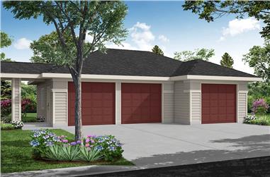 3-Bay, 1072 Sq Ft Garage Home Plan - 108-1037 - Main Exterior