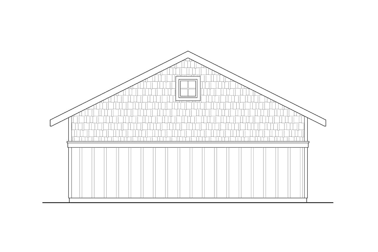 Home Plan Rear Elevation of this 1-Bedroom,676 Sq Ft Plan -108-1042