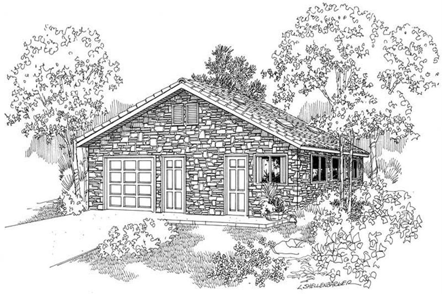 Front elevation of Garage home (ThePlanCollection: House Plan #108-1045)