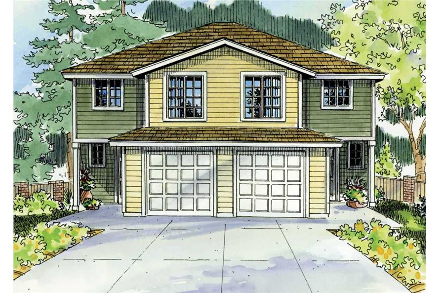 Front elevation of Multi-Unit home (ThePlanCollection: House Plan #108-1047)