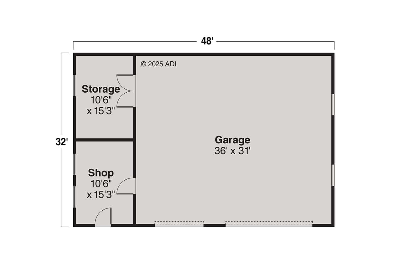 Floor Plan First Story of Garage Plan #108-1051