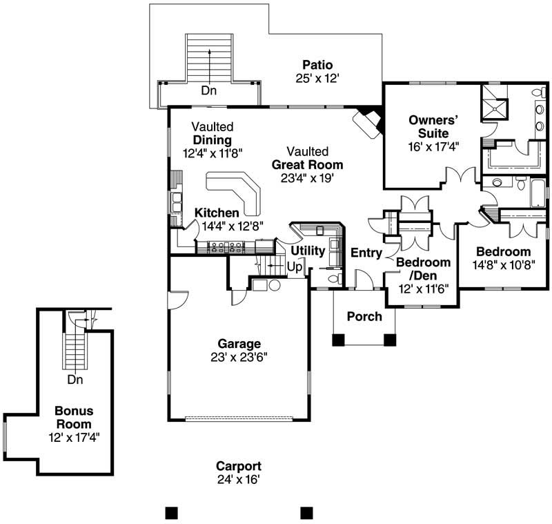 Floor Plan First Story of Contemporary Plan #108-1056
