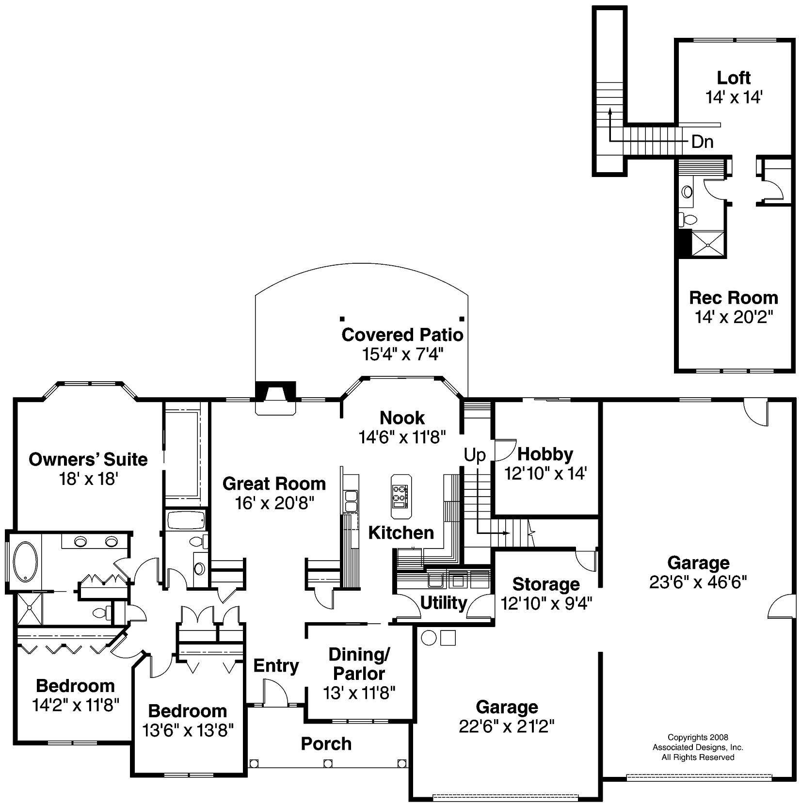 Floor Plan First Story of Colonial Plan #108-1063