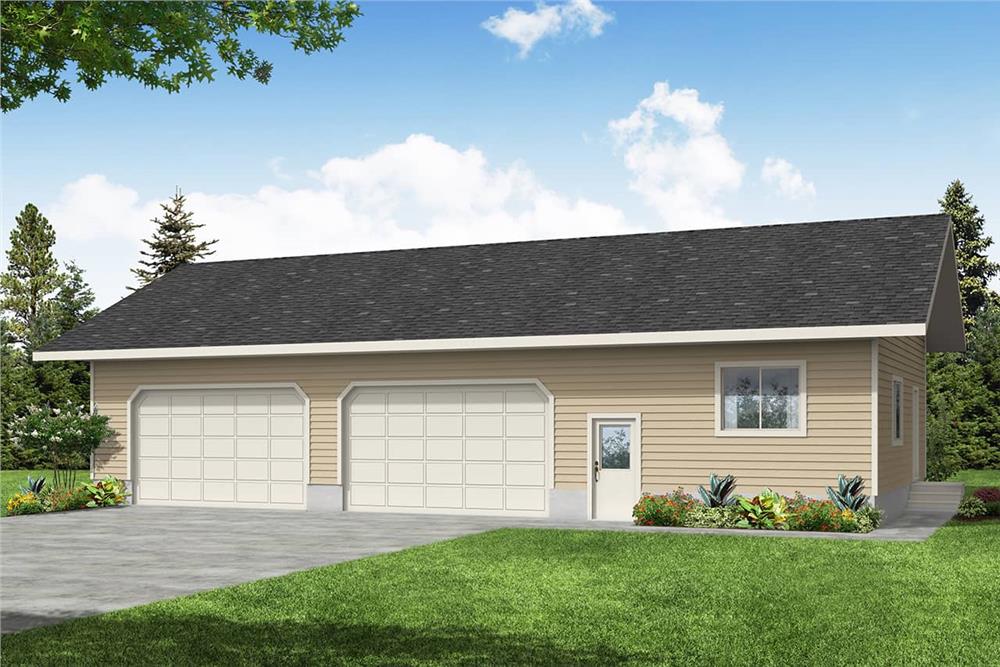 Front elevation of Garage w/Apartments home (ThePlanCollection: House Plan #108-1064)