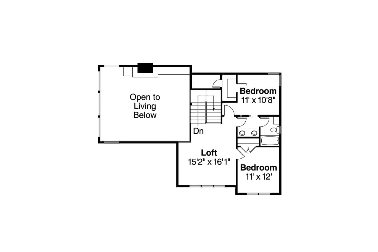 Upper Level of Craftsman Plan #108-1065