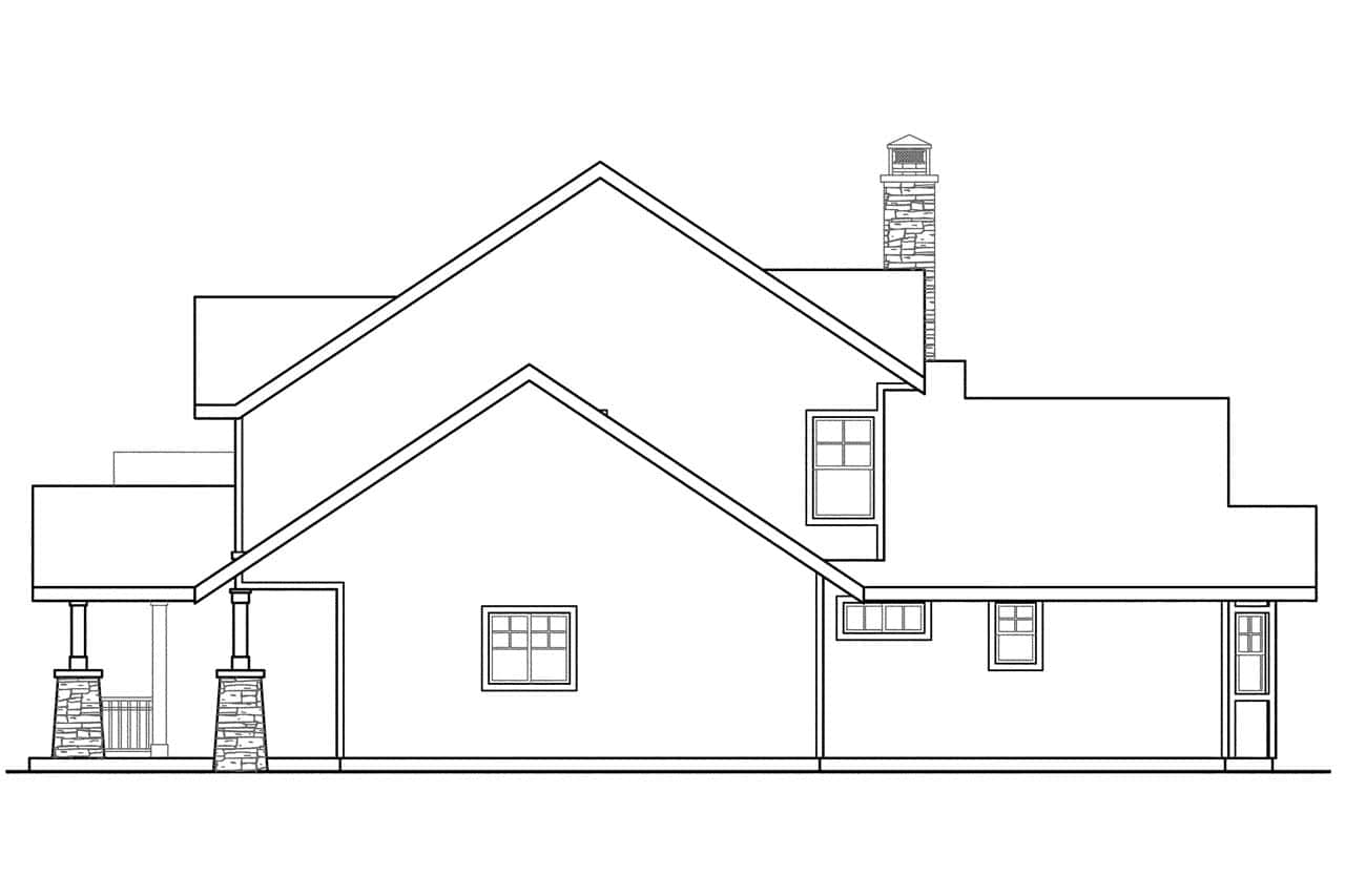 Home Plan Rear Elevation of this 3-Bedroom,2726 Sq Ft Plan -108-1065