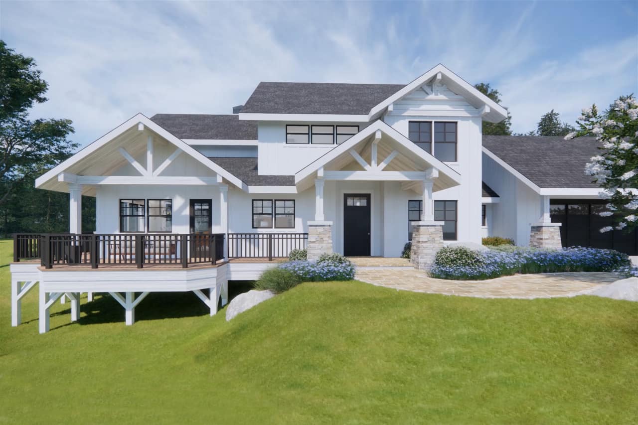 This image shows the Craftsman Style of the house plans.