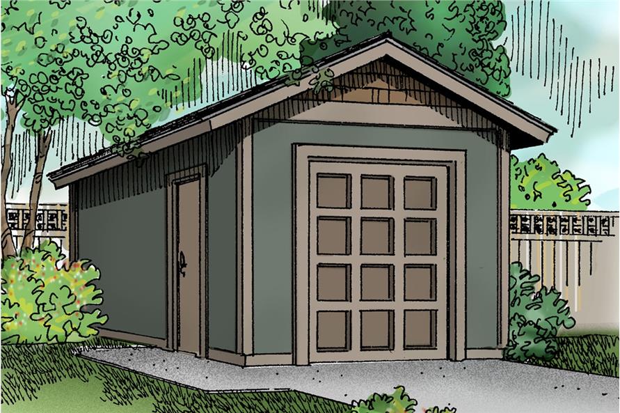 Color rendering of storage shed specialty Home Plan #108-1072.