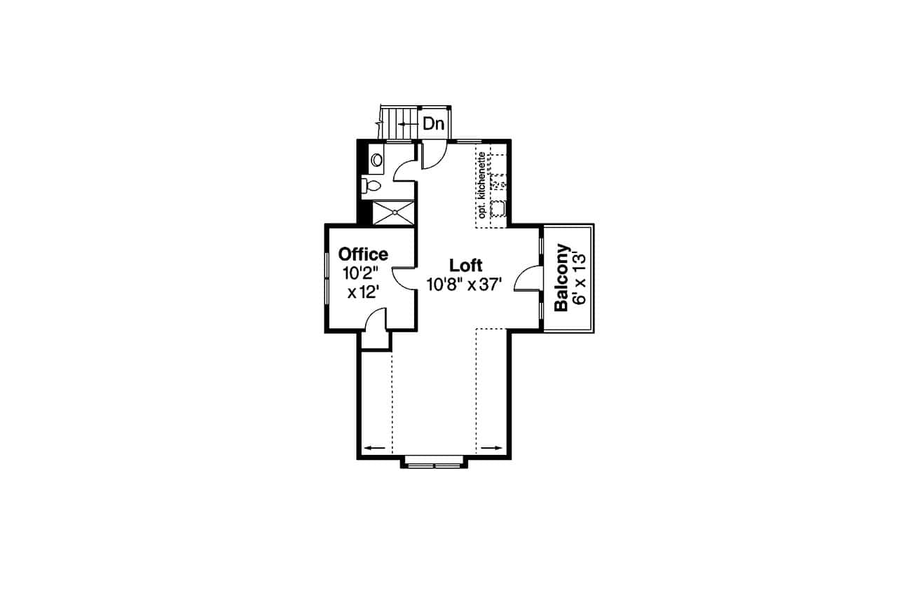 Upper Level of Garage Plan #108-1075