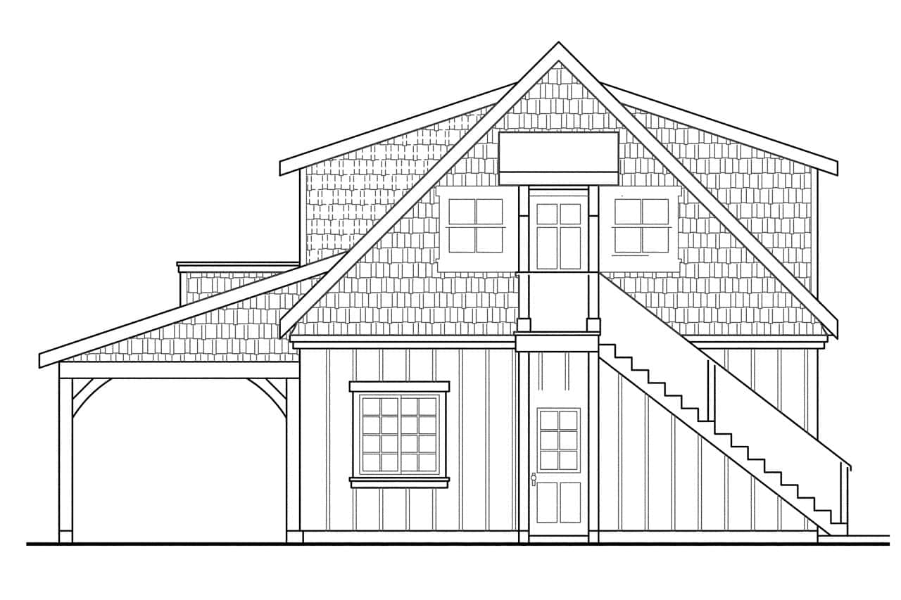 Home Plan Rear Elevation of this 0-Bedroom,804 Sq Ft Plan -108-1075