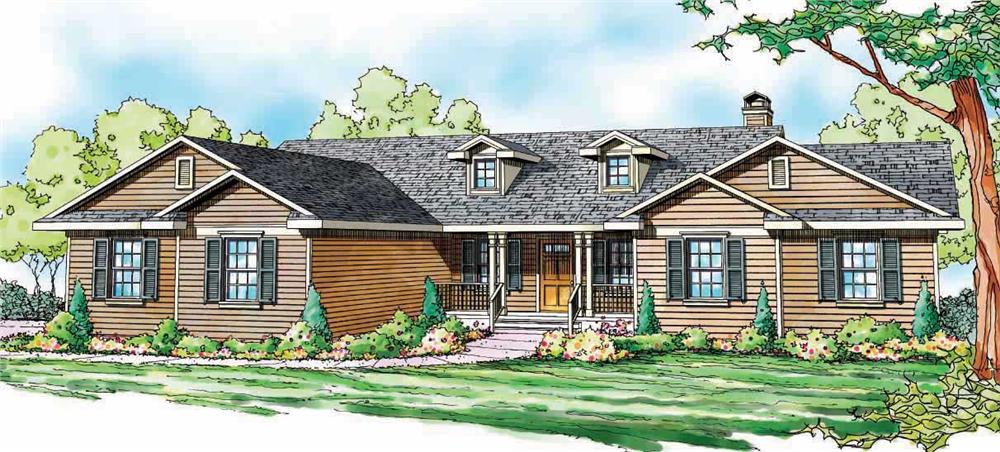 This is an artist's rendering for these Ranch House Plans.