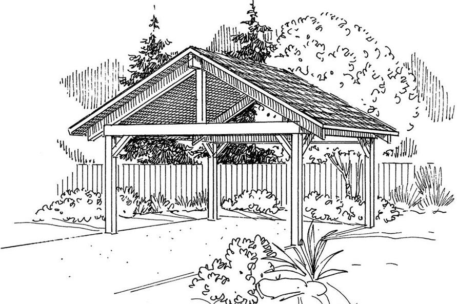 Vaulted Carport for 2 Cars, 294 Sq Ft | Garage Plan #108-1084