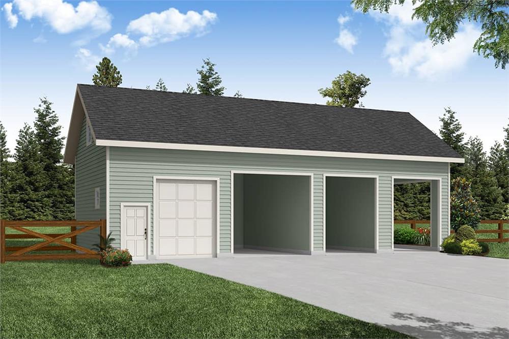 This is the front rendering of these garage plans.