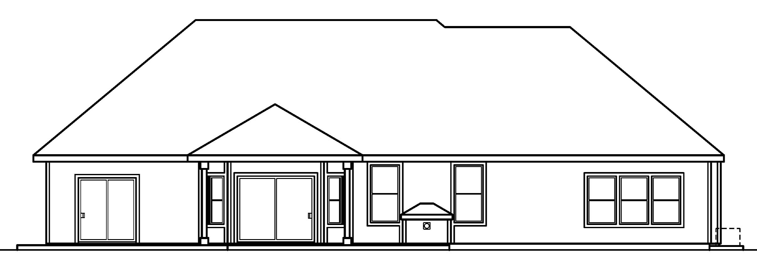 Home Plan Rear Elevation of this 3-Bedroom,2961 Sq Ft Plan -108-1089