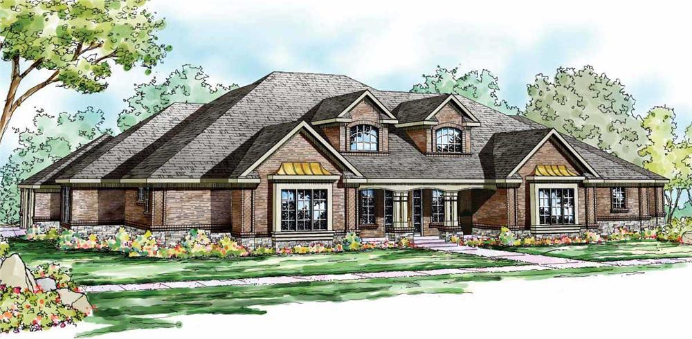 This is the front elevation of these Luxury House Plans.