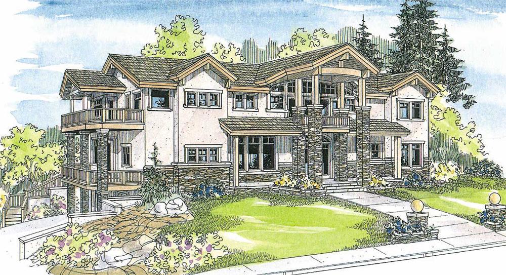 This is a colored rendering of these Luxury Home Plans.