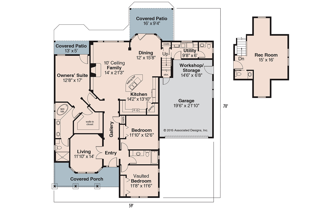Floor Plan First Story of Cape Cod Plan #108-1110