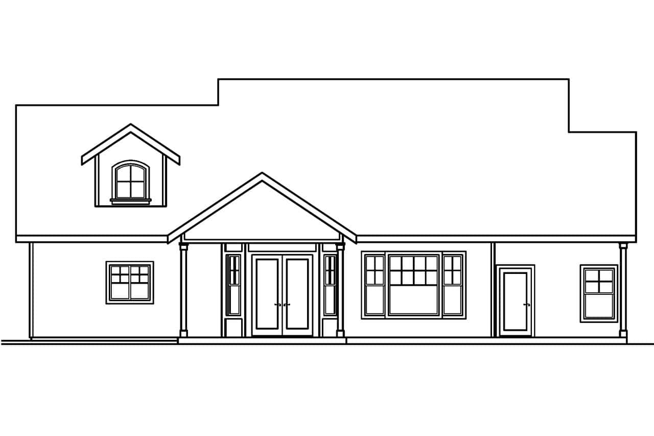 Home Plan Rear Elevation of this 3-Bedroom,2535 Sq Ft Plan -108-1110