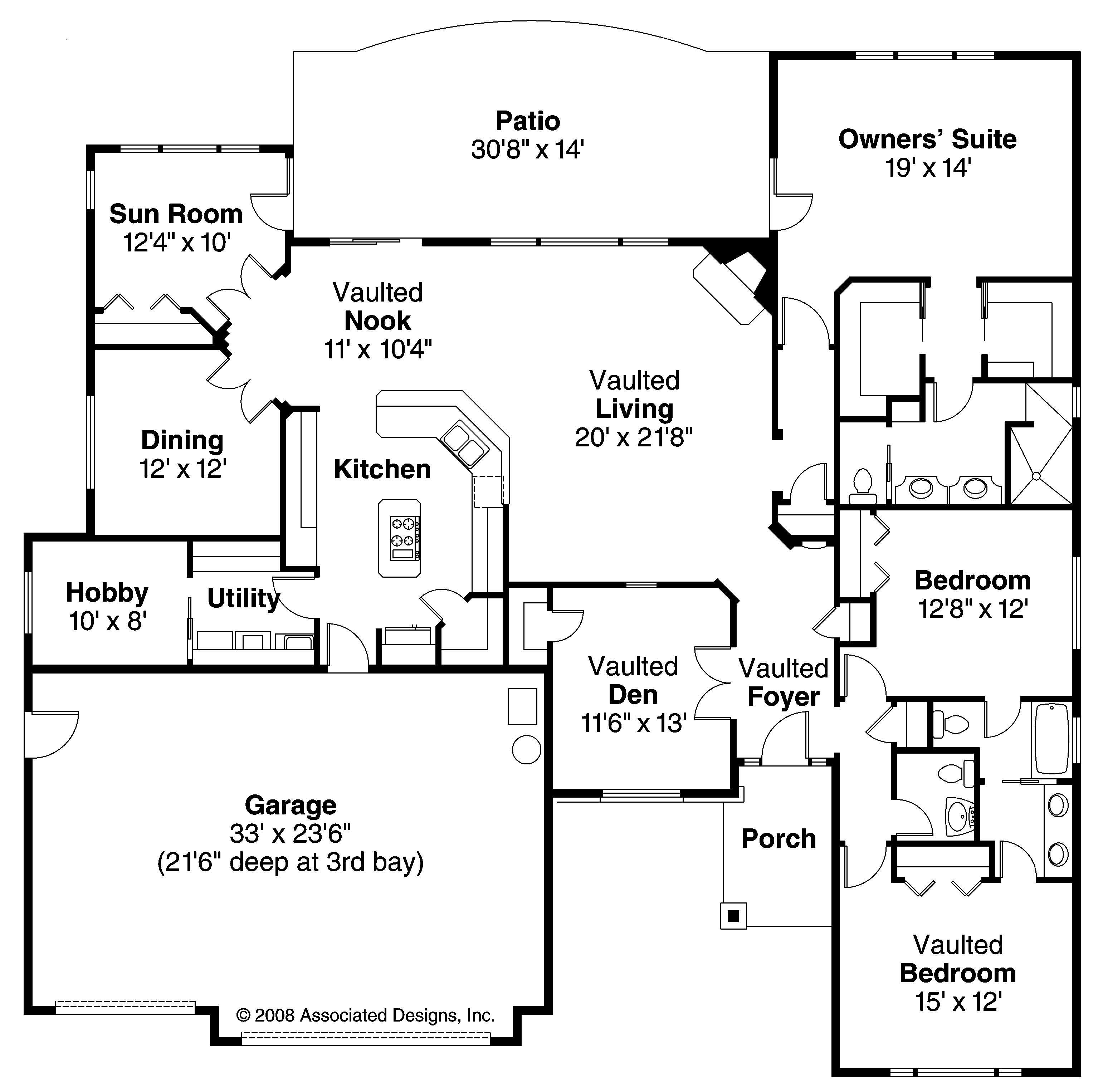 Floor Plan First Story of European Plan #108-1117