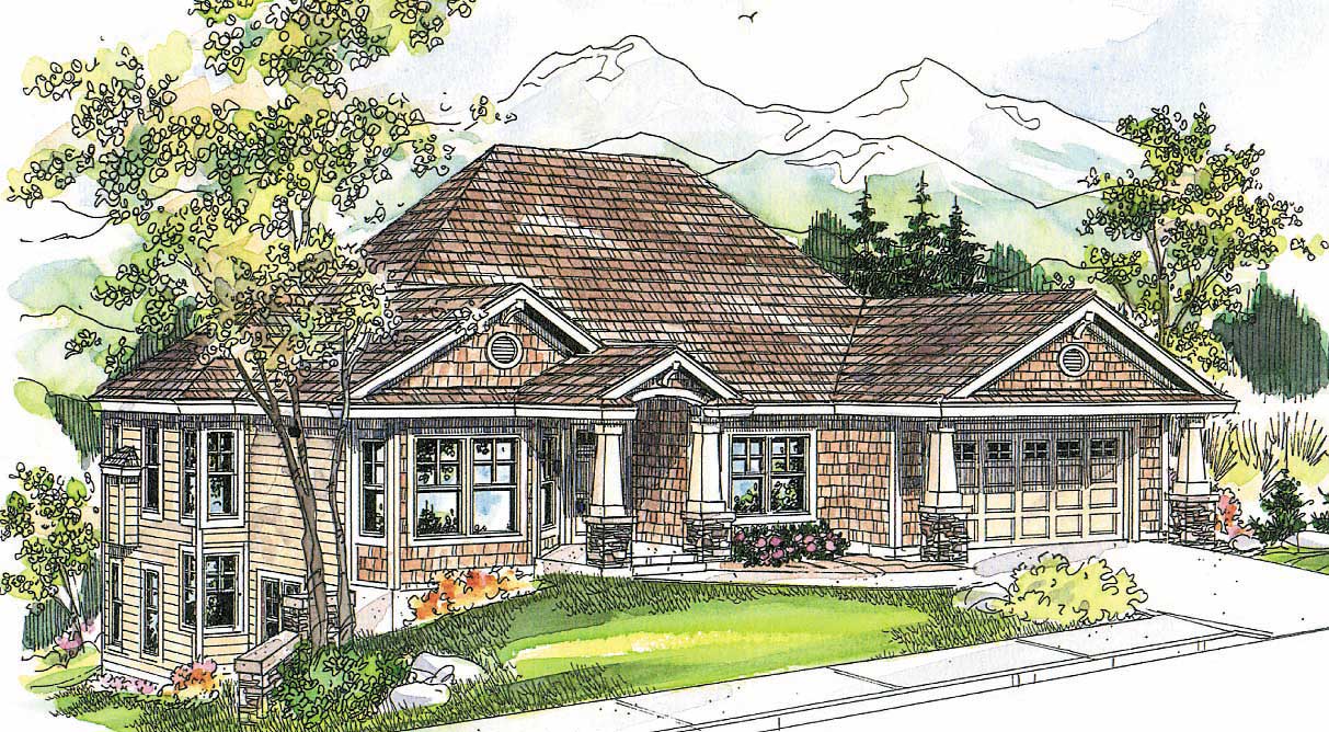 This image shows the Craftsman Style of the house plan.