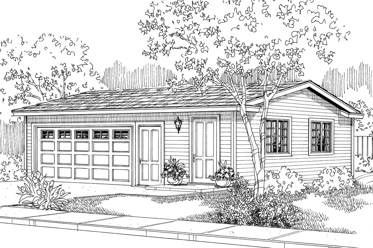Home Plan Front Elevation of this 0-Bedroom,660 Sq Ft Plan -108-1122