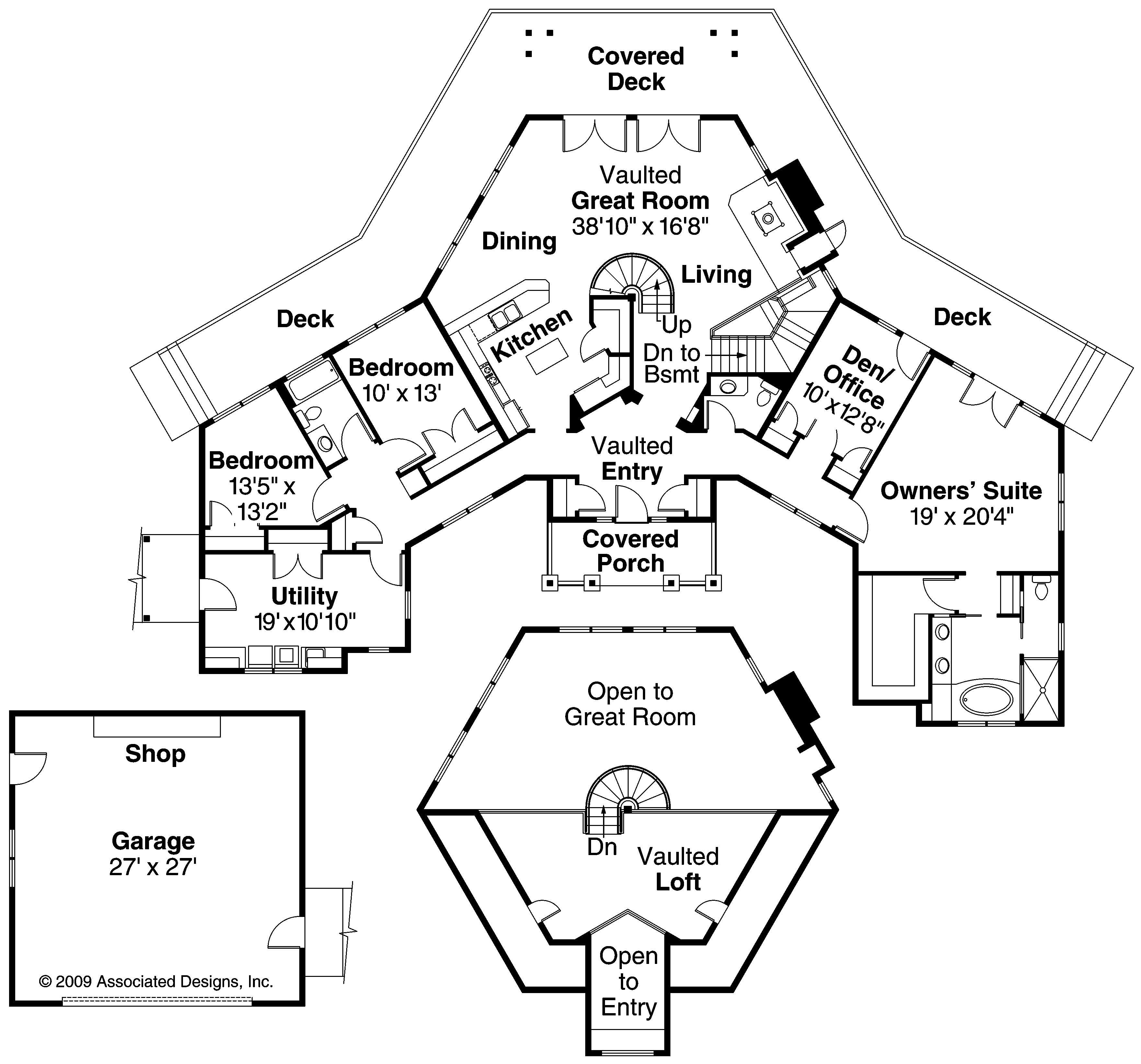 Craftsman Home  with Hexagon  Shape 3 Bedrooms 108 1123