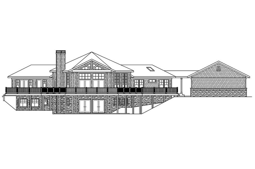 Home Plan Rear Elevation of this 3-Bedroom,2913 Sq Ft Plan -108-1123
