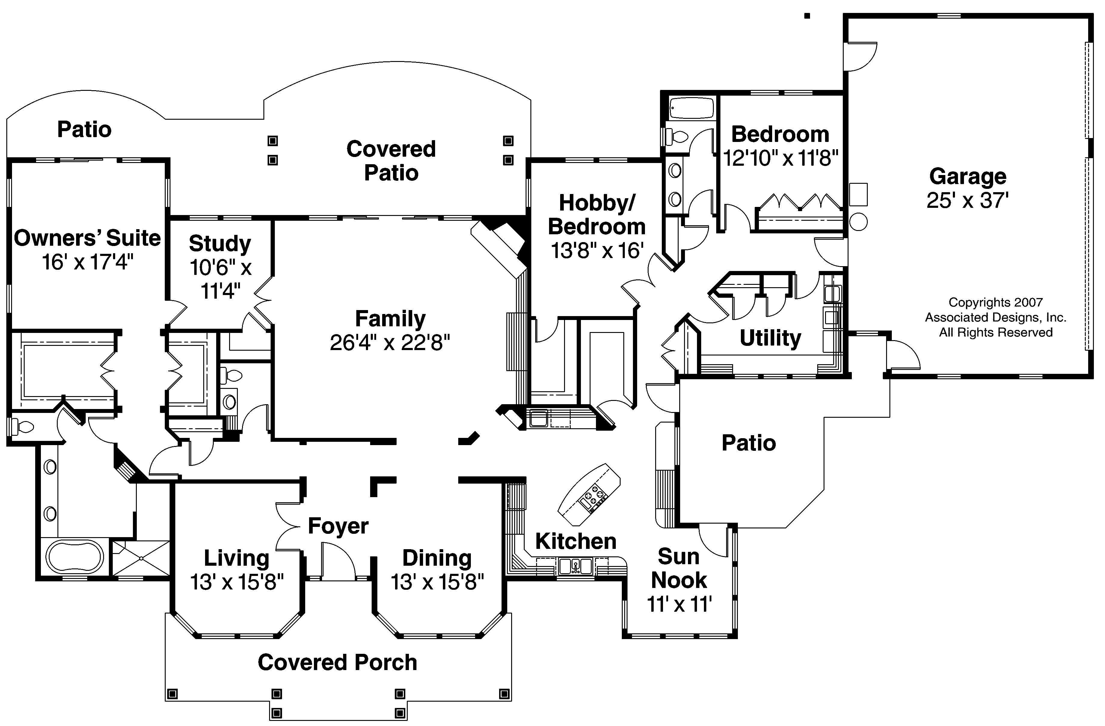 Floor Plan First Story of European Plan #108-1127