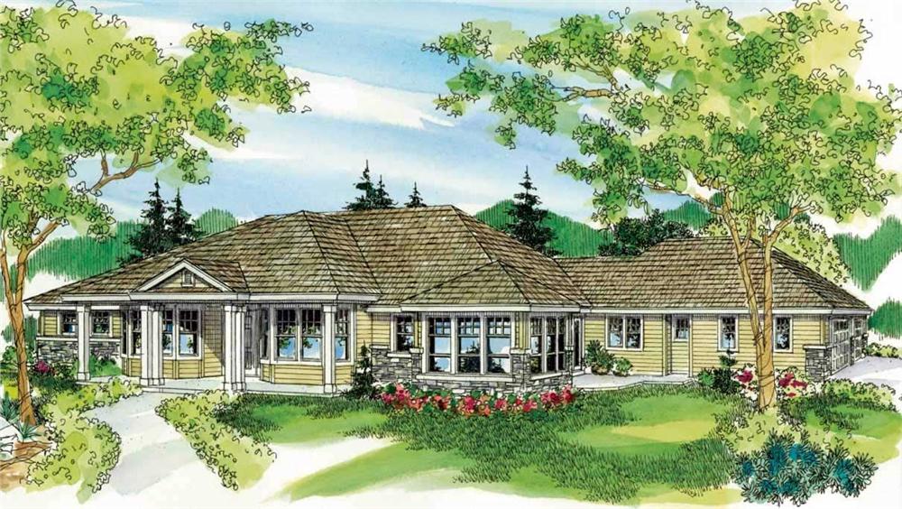 This is a colored rendering of these European Houseplans.