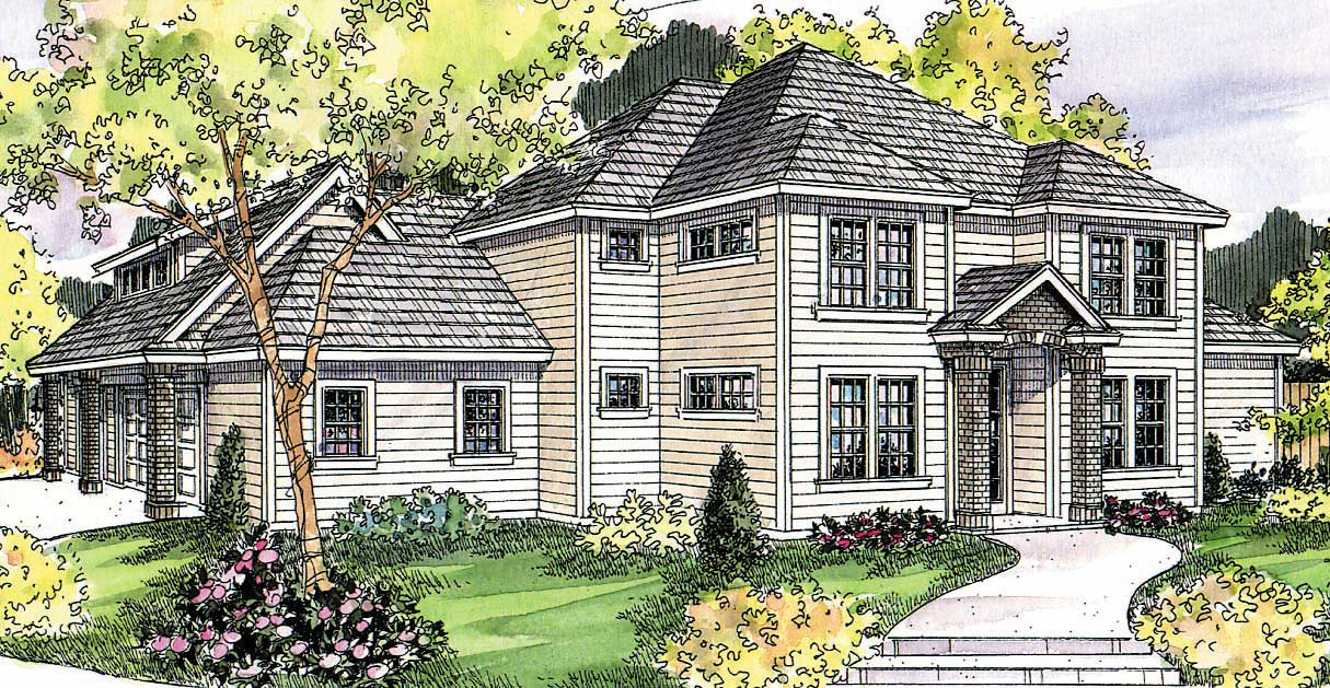 This image shows the Traditional Style for this set of house plans.