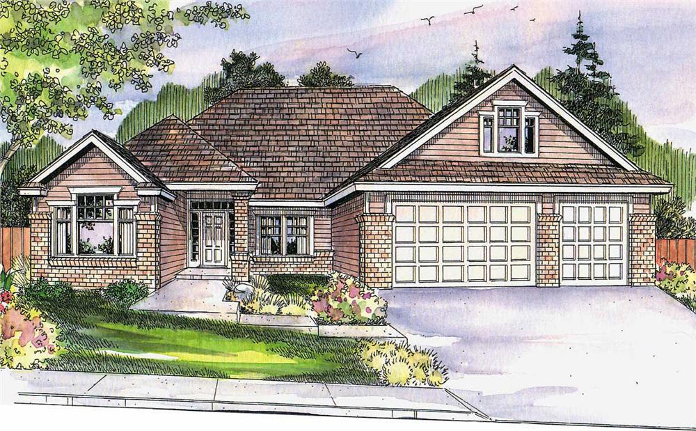 This image shows the Prairie Style for this set of house plans.